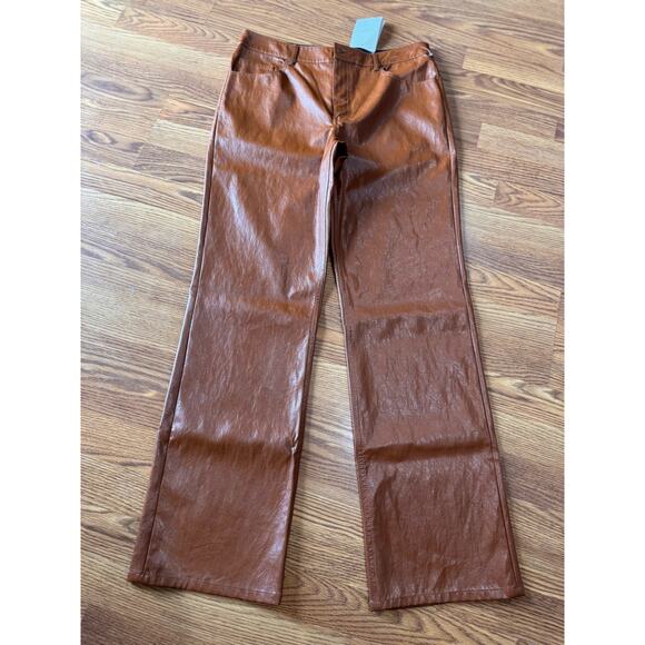 A.L.C. Women's Brown Freddie Faux Leather Bootcut Pants size 14 - Picture 7 of 11